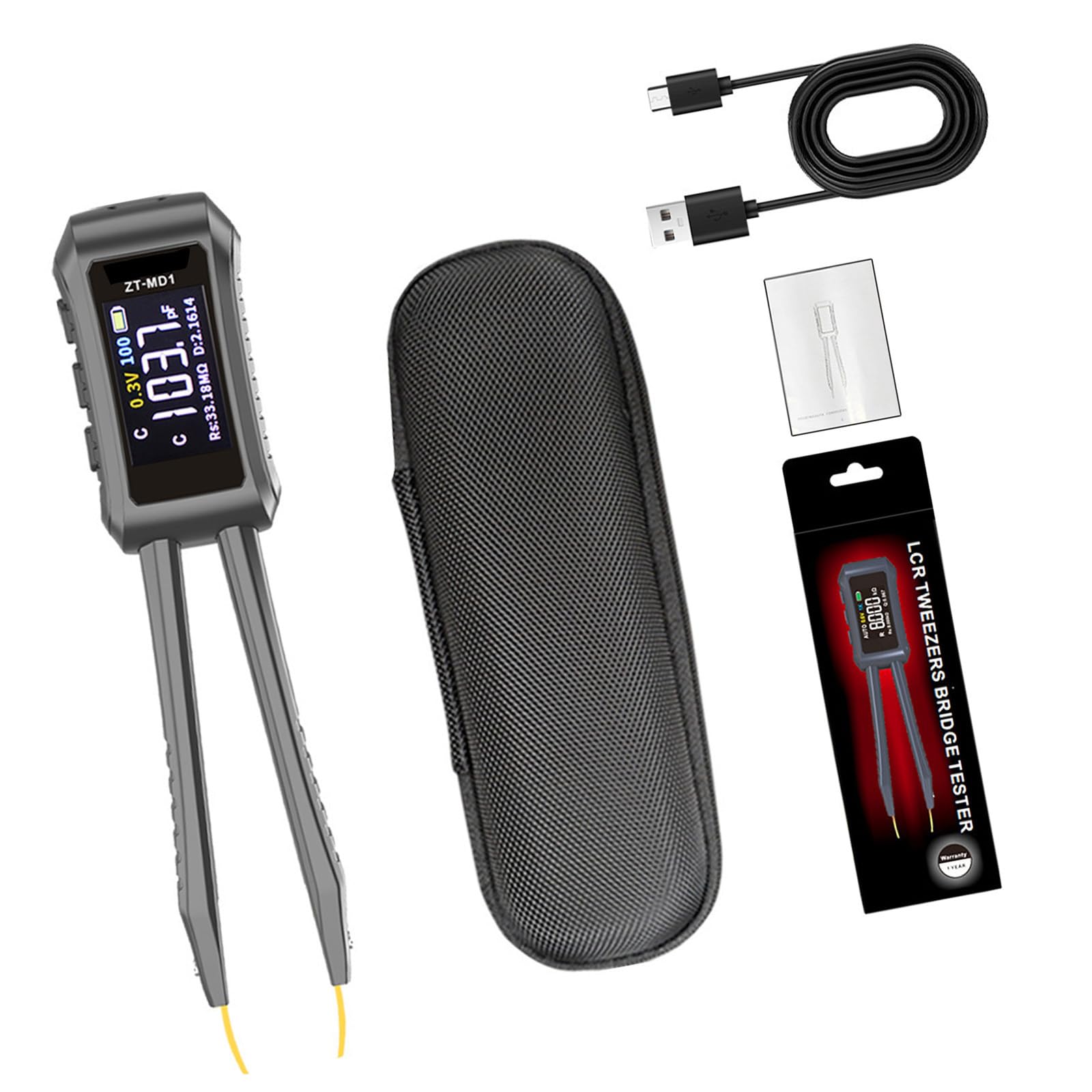 Probador de diodo de inductancia de capacitancia de resistencia, pinzas digitales, herramientas de medición, probador profesional, herramienta de ingenieros electrónicos