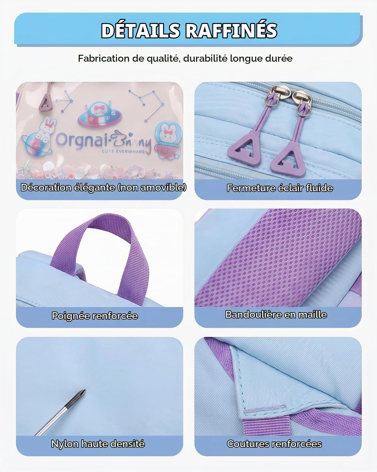Tanou Sac à Dos d'école à Roulettes pour Fille, CE1 à la CM1