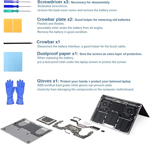 Miniatura 6 de Batería de repuesto A1989 A1964 para MacBook Pro de 13 pulgadas A1989 (mediados de 2018, 2019) y MacBook Pro de 13 pulgadas A2251 (2020), batería