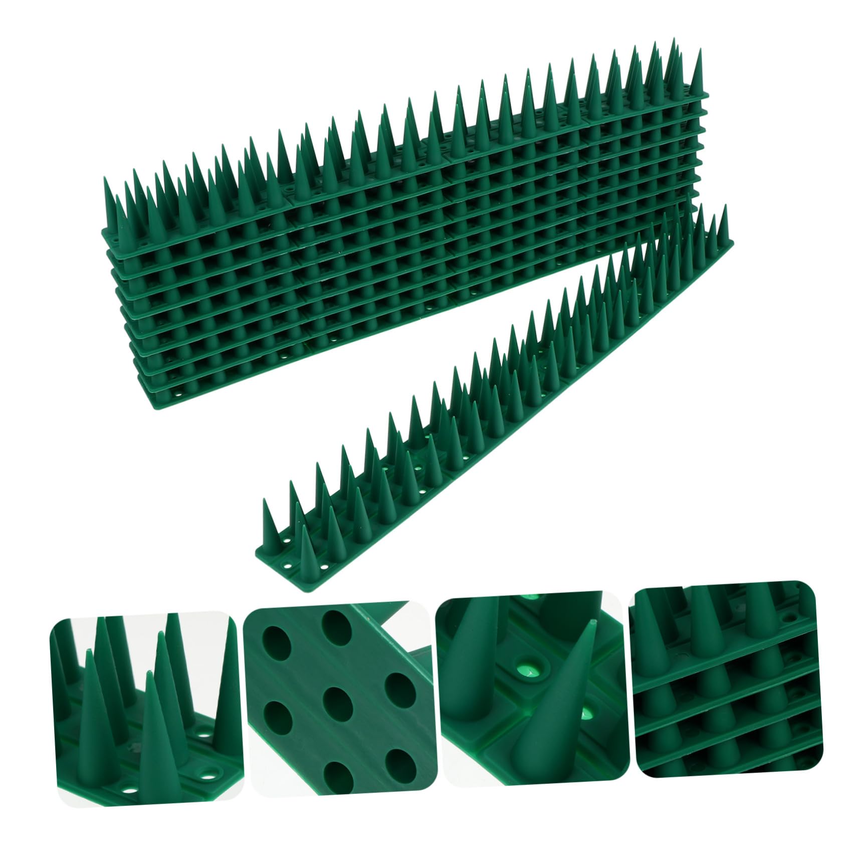 Spine Anti Uccelli in Plastica, 10 Set Verdi per Tetti e Strutture | Barriera Umana e Sicura, Impedisce Posa e Atterraggio, Adatta a Rondini e Piccioni
