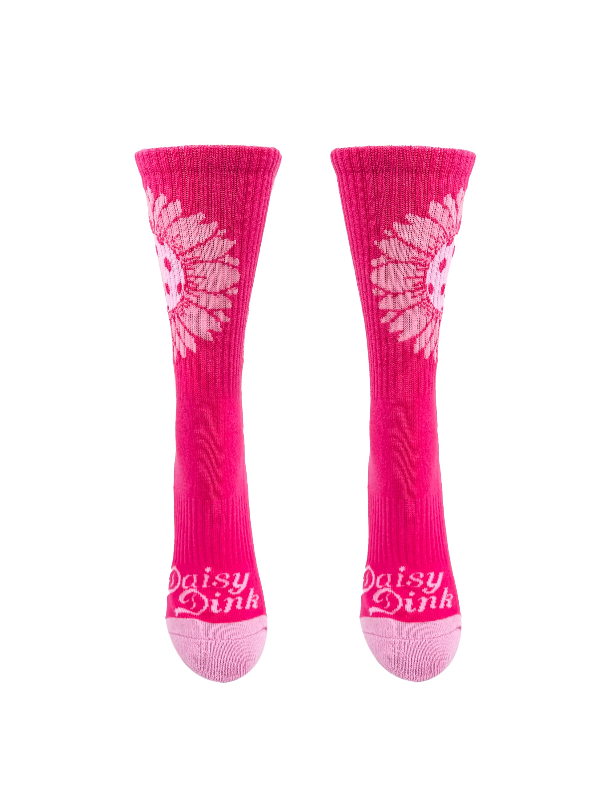 Women's Pickleball Crew Socks | Cushioned & Breathable Athletic Sock with Fun Daisy Graphic | Sizes 6-9 & 9-13