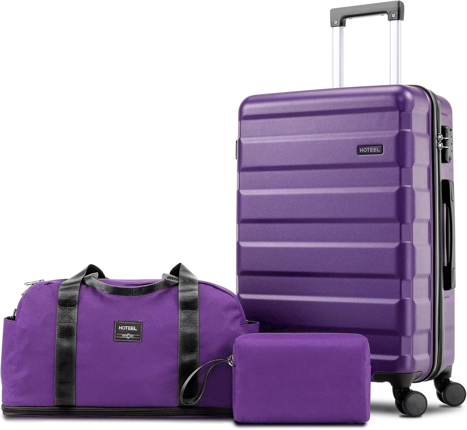 Hoteel Luggage Sets 3 Piece, 4-Yr Warranty Durable Suitcase Dual-Spinner Wheel TSA Lock, Lightweight Travel Hardshell ABS Carry on Luggage for Men&Women, Royal Purple(20in/DB/TB)