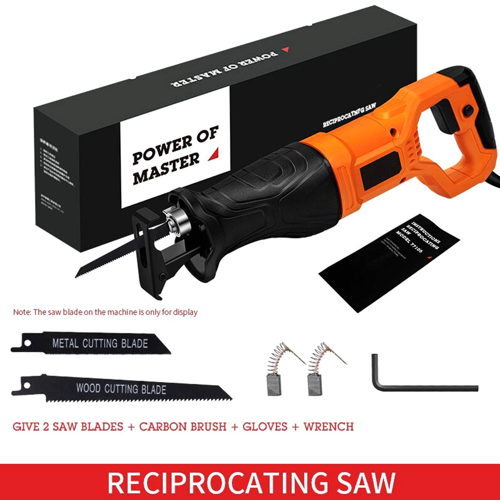 Seghetto Elettrico Portatile per Potatura, Motosega Elettrosega Universale Taglio Rami Legno Metalli Cartongesso Morsa 2 Lame Fai da Te Giardinaggio, Design Compatto e di Sicurezza