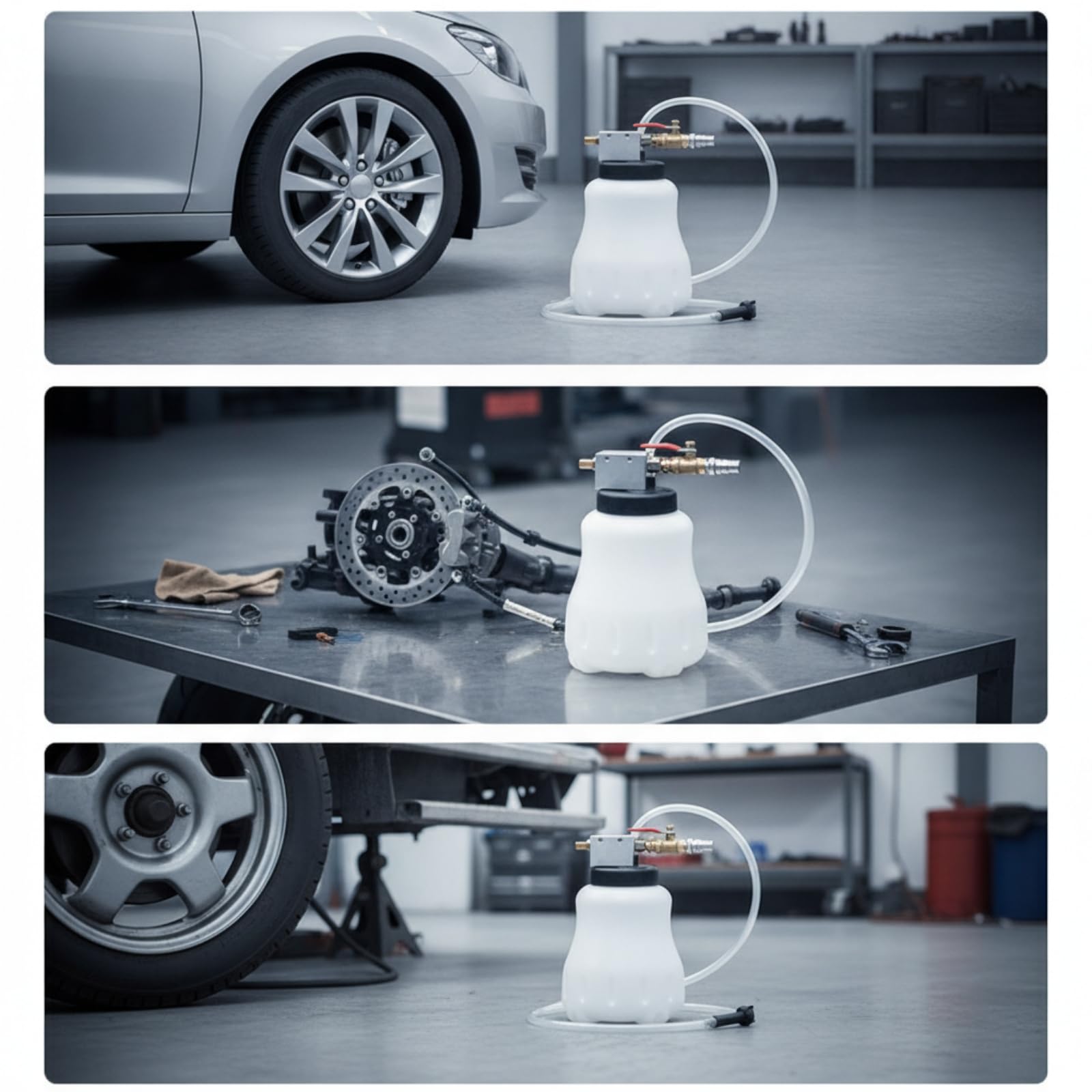 Bremsflüssigkeitsentlüftungsgerät mit Pneumatischer Ventilanordnung Und Hebel für Kontrollierte Flüssigkeitshandhabung Beim Service von Bremsanlagen in Autowerkstätten Und