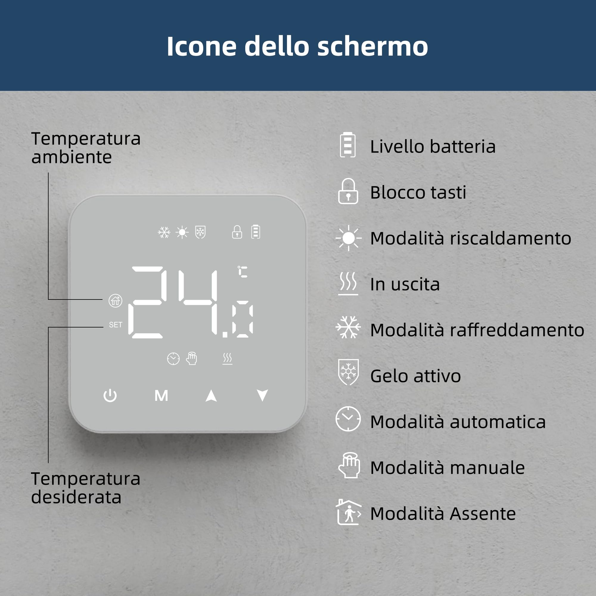 Termostato A Batteria Per Caldaie A Gas – Cronotermostato Programmabile Giornaliero, 2 Fili, No Wifi