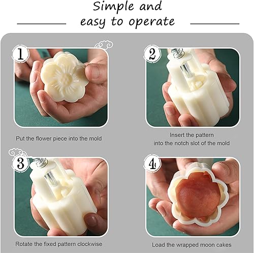 Miniatura 5 de Potente molde para pastel de luna 1.76 oz-4pcs flor de prensa blanca