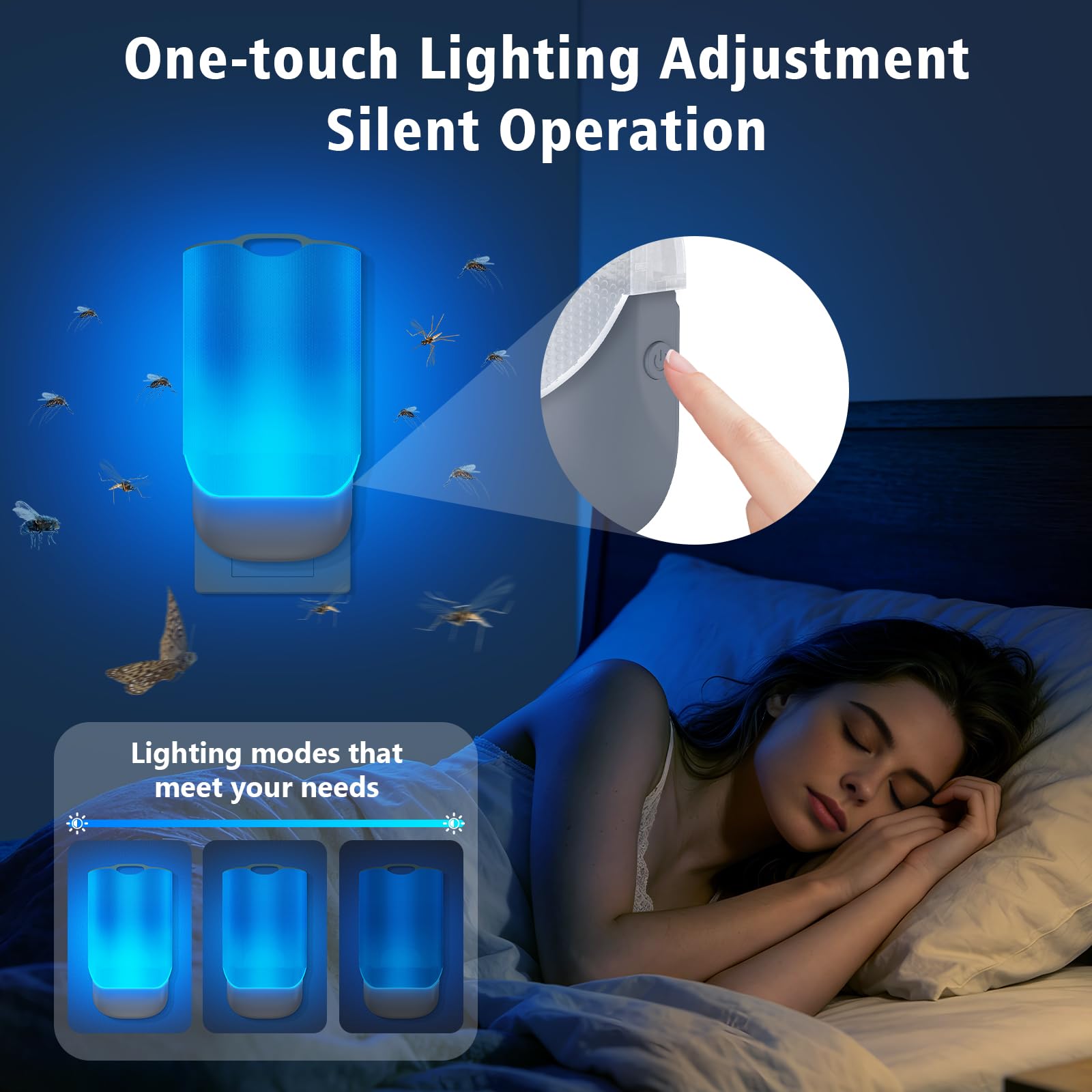 Trampa para insectos voladores para interiores, atrapasueños enchufable con luz UV para moscas de la fruta, mosquitos, seguro para la cocina y el hogar, dispositivo de mata insectos enchufable (2