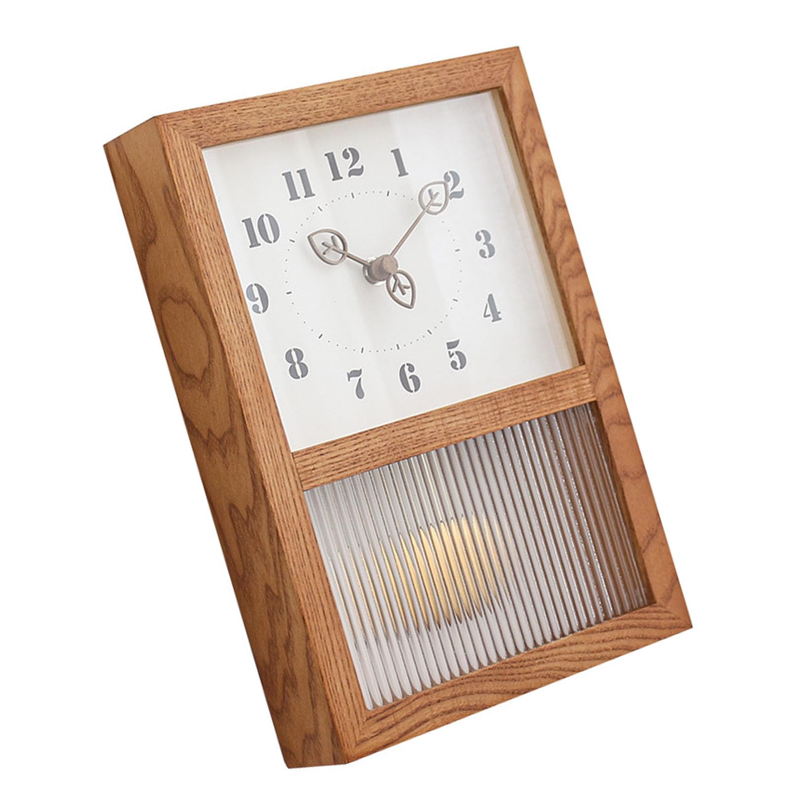 SIXRUN Reloj de Pared Retro Japonés Rectangular con Péndulo, Madera de Nogal y Vidrio, Decorativo, 1100g