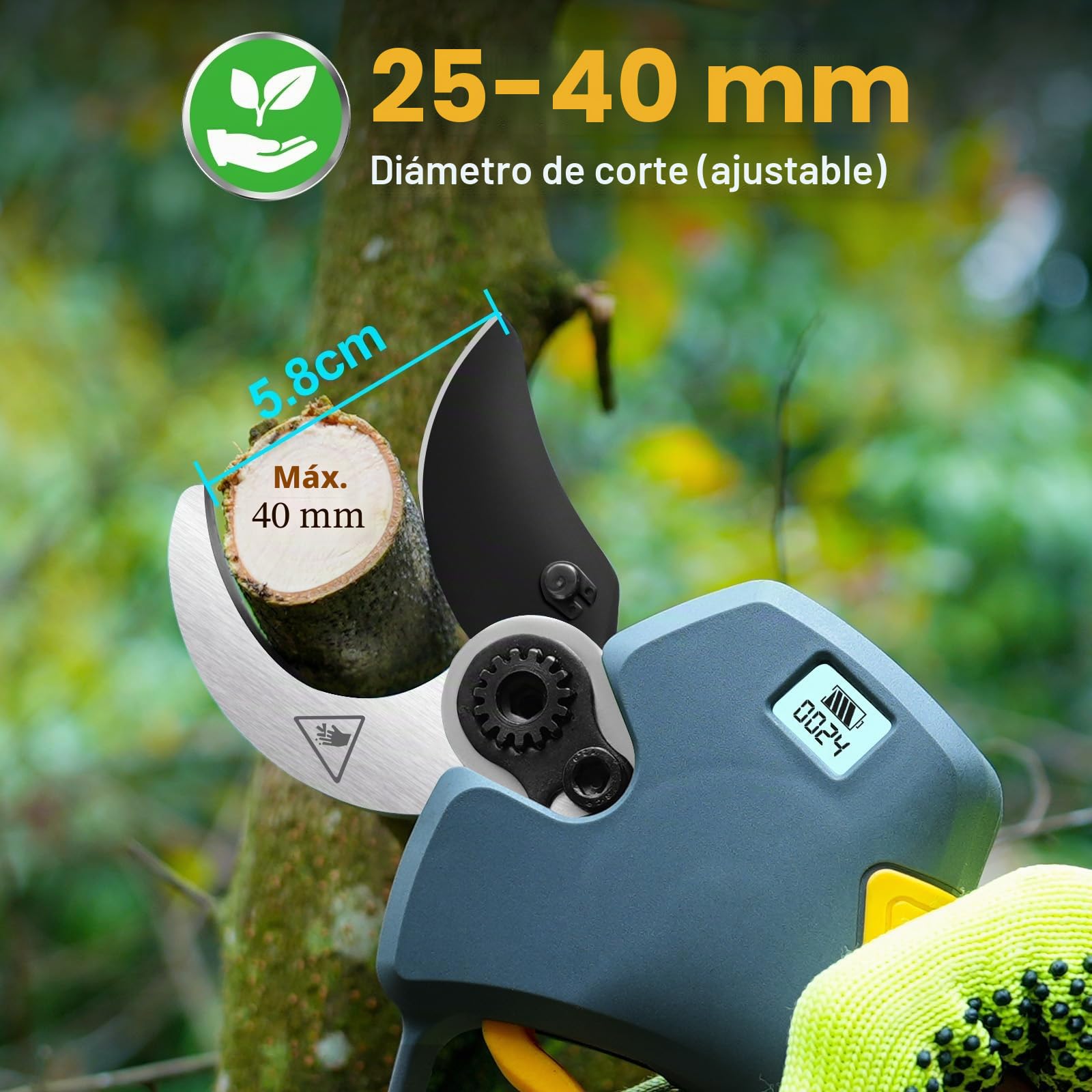 Tijera de Poda Eléctrica 40mm Compatible con Makita 18V | Solo Herramienta Sin Batería Ni Cargador, Motor Sin Escobillas, Hojas SK5 Para Poda De Árboles Y Jardines