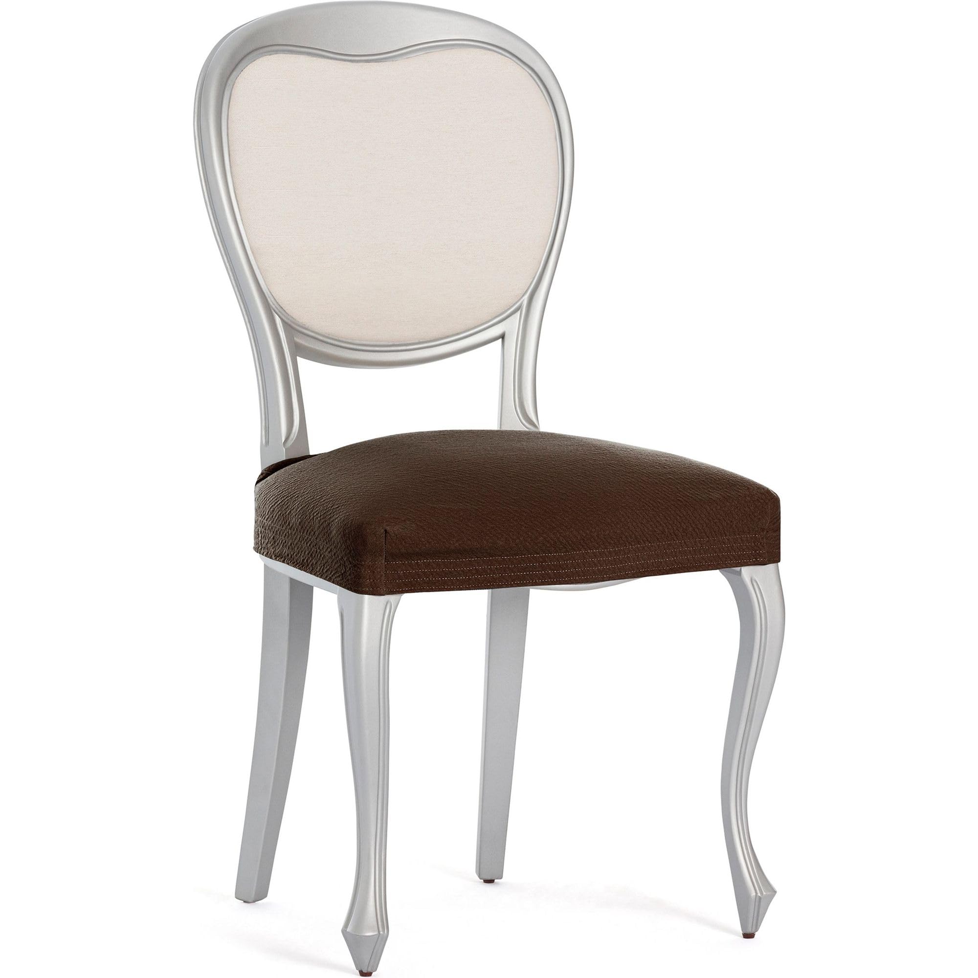 ECOMMERC3 | Pack of 2 Breathable Bi-Elastic Chair Covers – 2 Brown Chair Covers Fit Protection Against Daily Wear, Easy to Put on and Remove