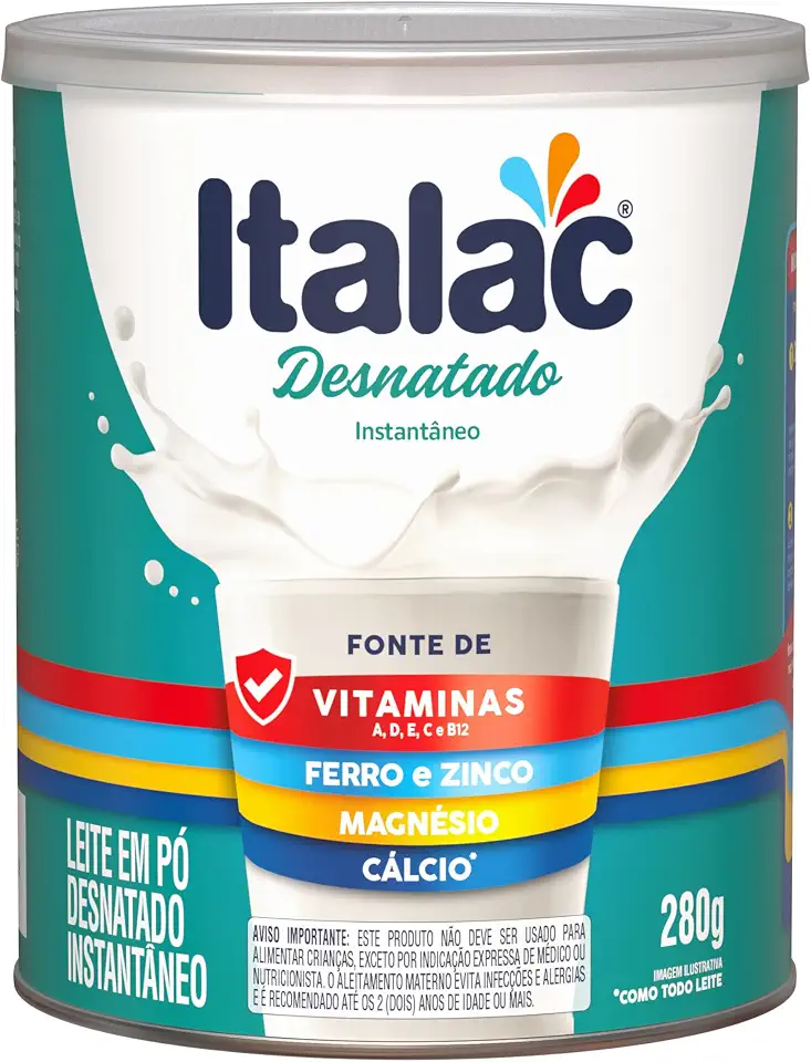 LEITE EM PÓ DESNATADO INSTANTANEO LATA ITALAC 280 GRS