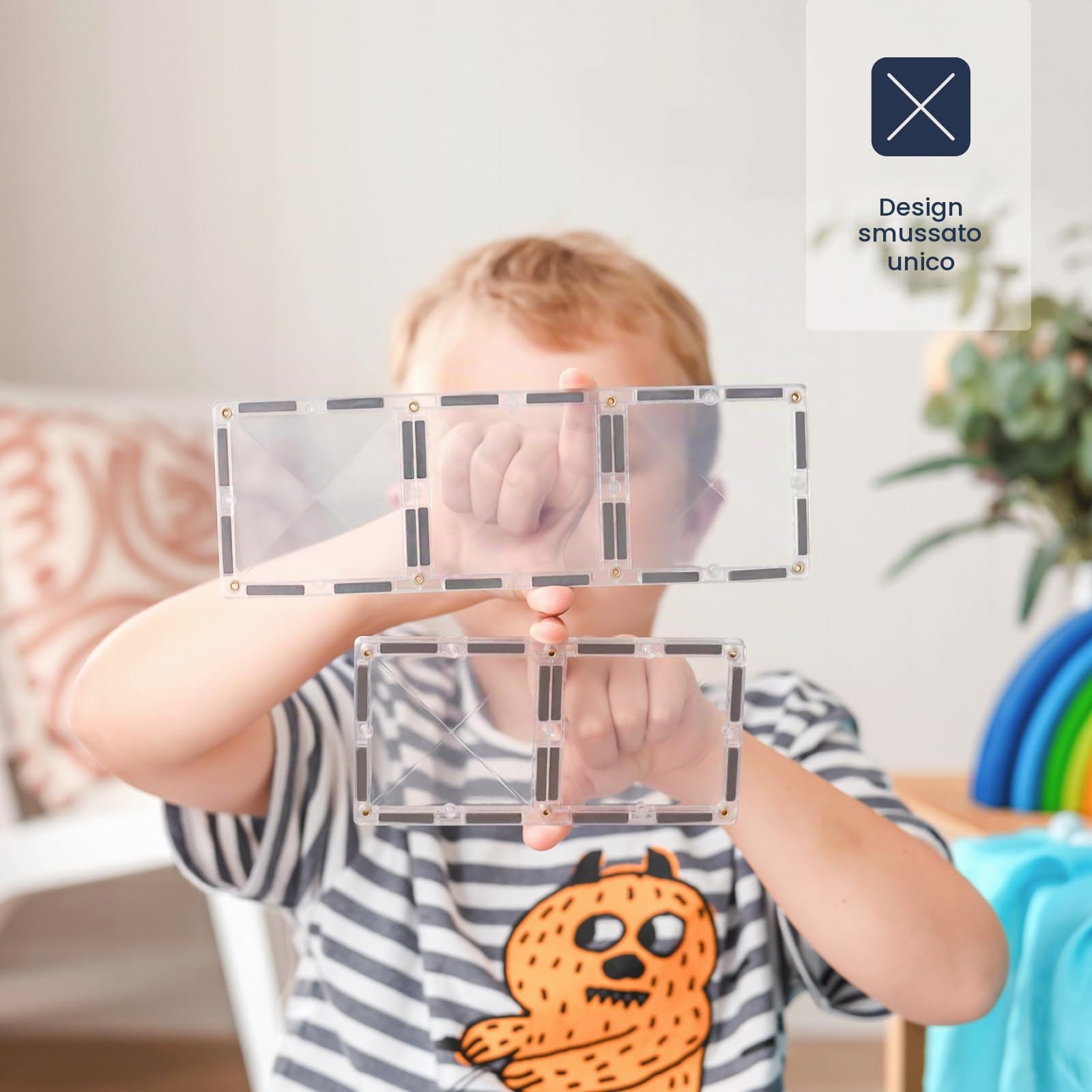 CONNETIX Piastrelle Magnetiche Chiaro Pacchetto Rettangolo, 12 Pezzi