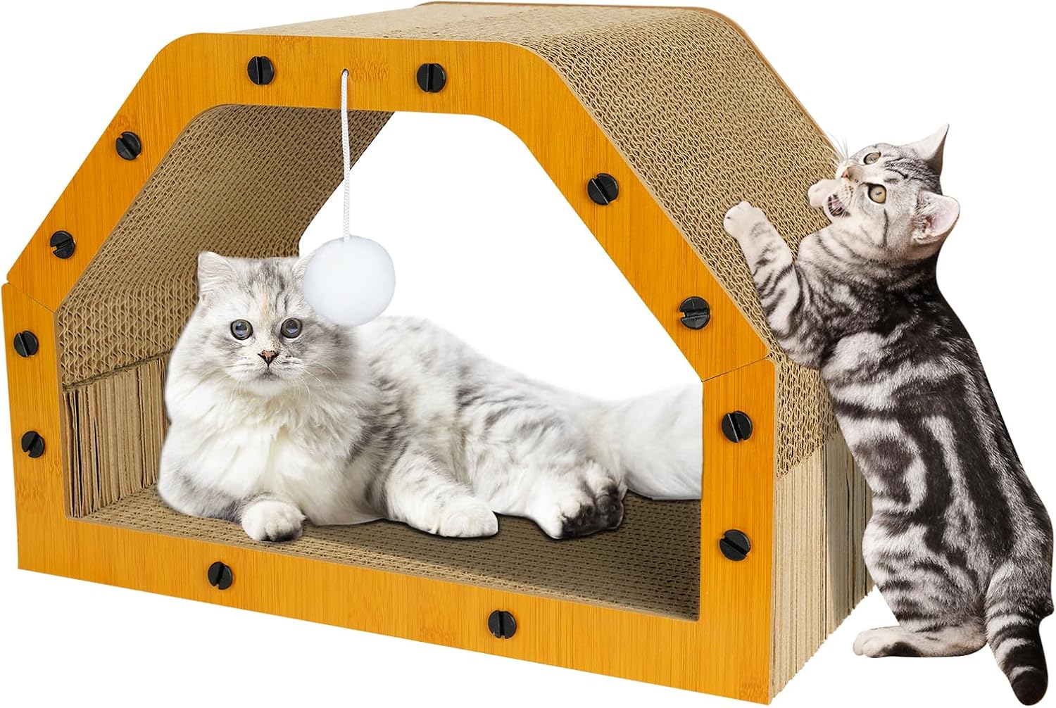 Cardboard Cat House - Large Cardboard Cat Scratcher Cozy Cats Lounger as Tunnel and Sofa, Cat Scratcher for Indoor Cats, Safe & Secure