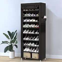 Porta Sapatos Sapateira Armário Organizador Dobrável 9 Prateleiras Resist Cor:Preto