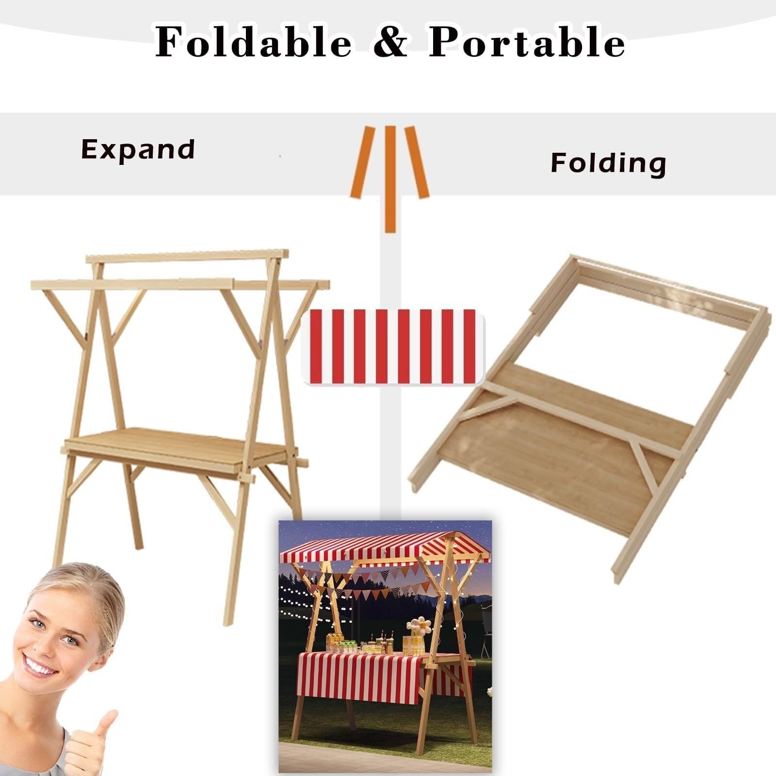 Carrello portatile per alimenti con ruote bloccabili Tenda a baldacchino per eventi all'aperto Venditore di cibo da strada Stand alimentare mobile Bancarella di mercato Attrezzature per catering