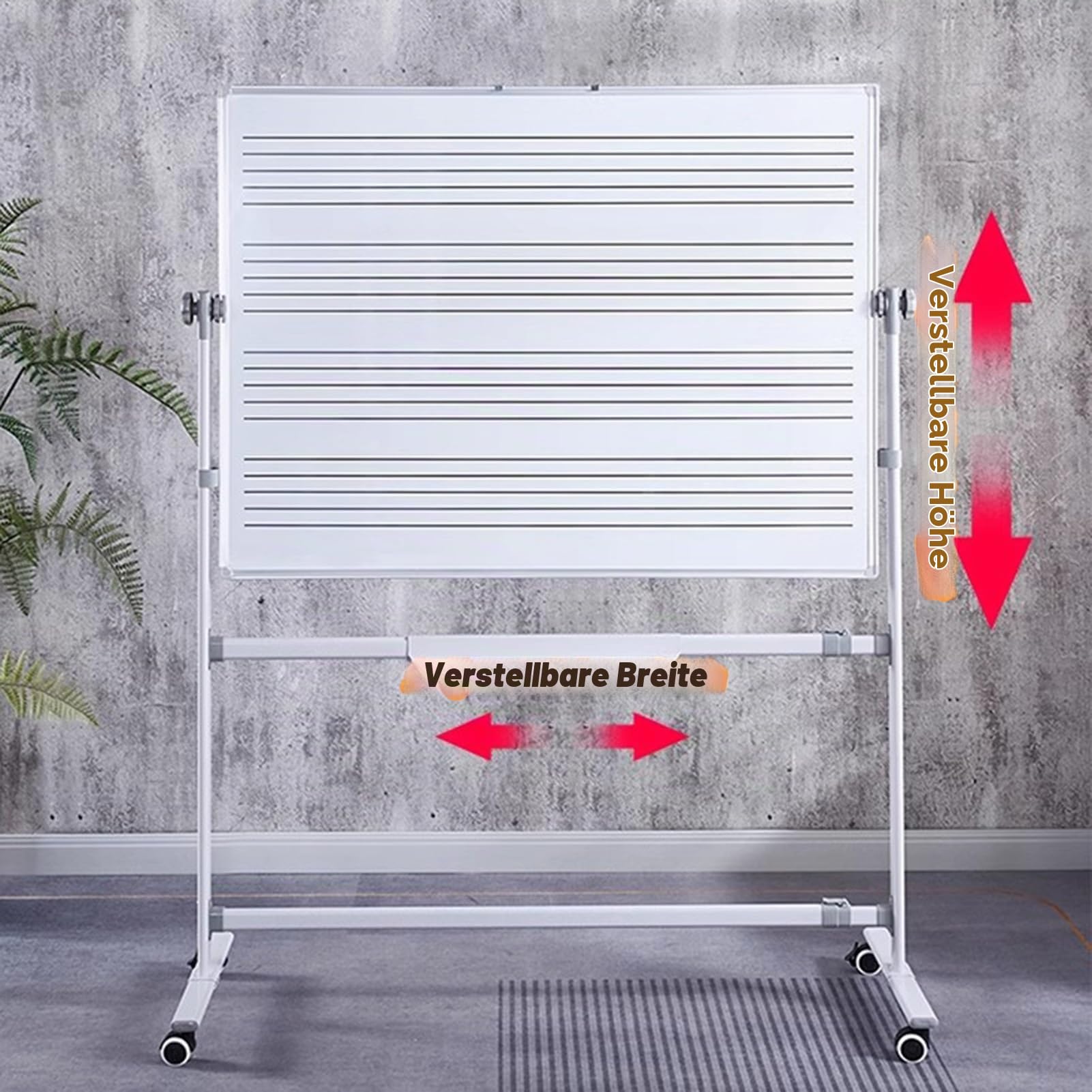 Mobiles Whiteboard Für Musikmitarbeiter, 90 X 120 Cm, Doppelseitige Magnetische, Trocken Abwischbare Tafel Auf Rollen, Für Schule, Musiker Und Zuhause