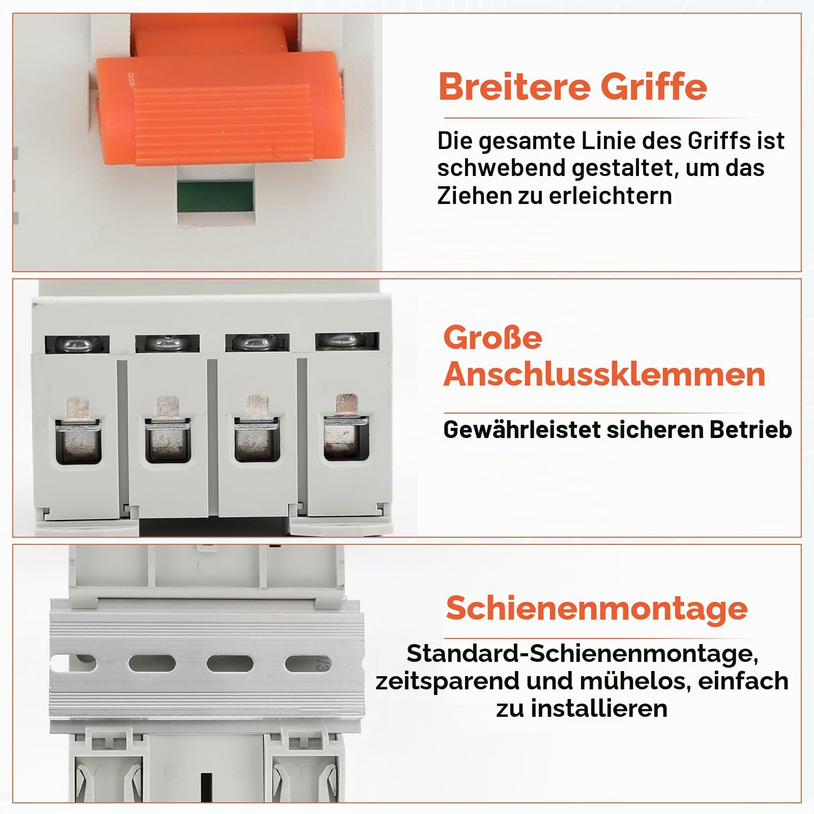 FI Schutzschalter Typ B 40A 30mA 4-Polig für Wallboxen, Fehlerstromschutzschalter Typ B Ladestationen und Sicherungsautomaten, DIN Hutschiene Montage