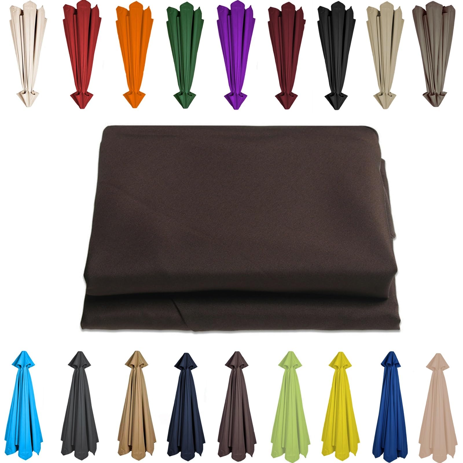 200/230/250/270/280/300/350 CM Parasol Top Fabric Cover Sunshade Cloth 6 8 Ribs Anti-Ultraviolet Patio Umbrella Replacement Cloth Garden Parasol Canopy Anti-UV(Coffee,6 RIBS: 270CM/8.8FT) — image 1