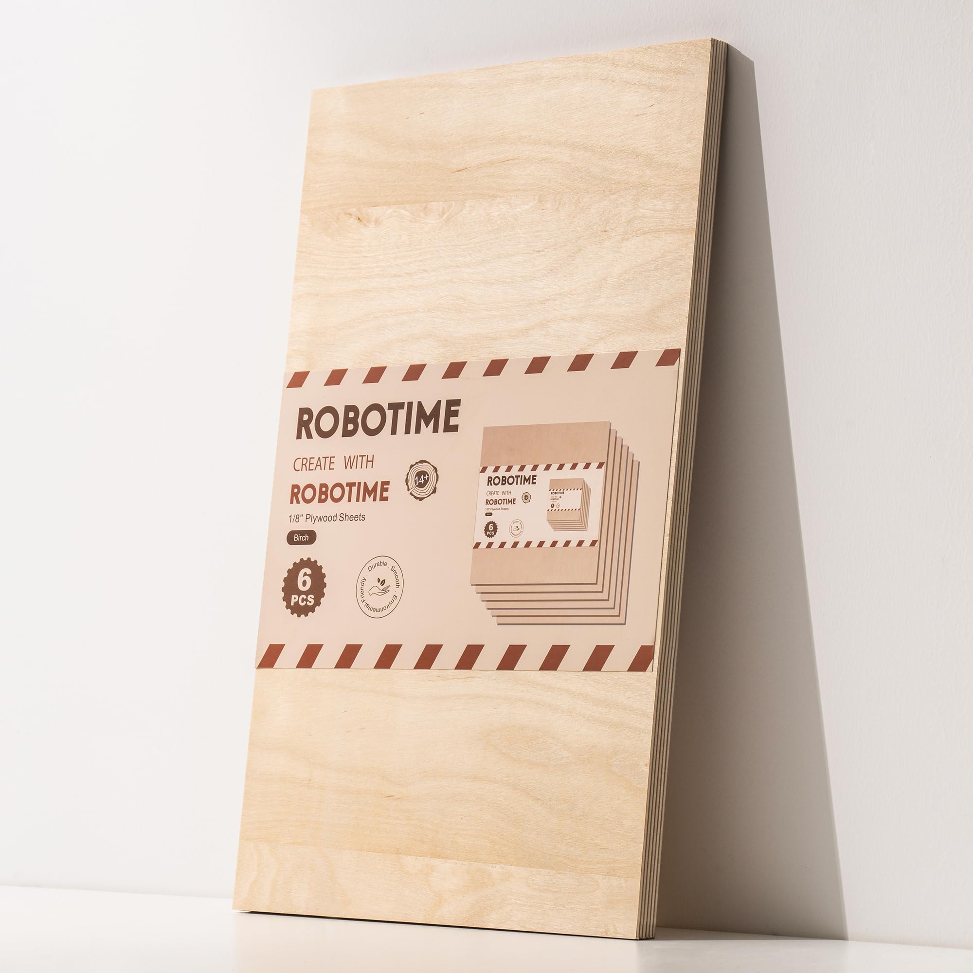 ROBOTIME Baltic Birch Plywood 1/8”, 3mm Plywood Crafting Wood Sheets 6 Pcs, 12"x20" Thin Birch Laser Wood Boards