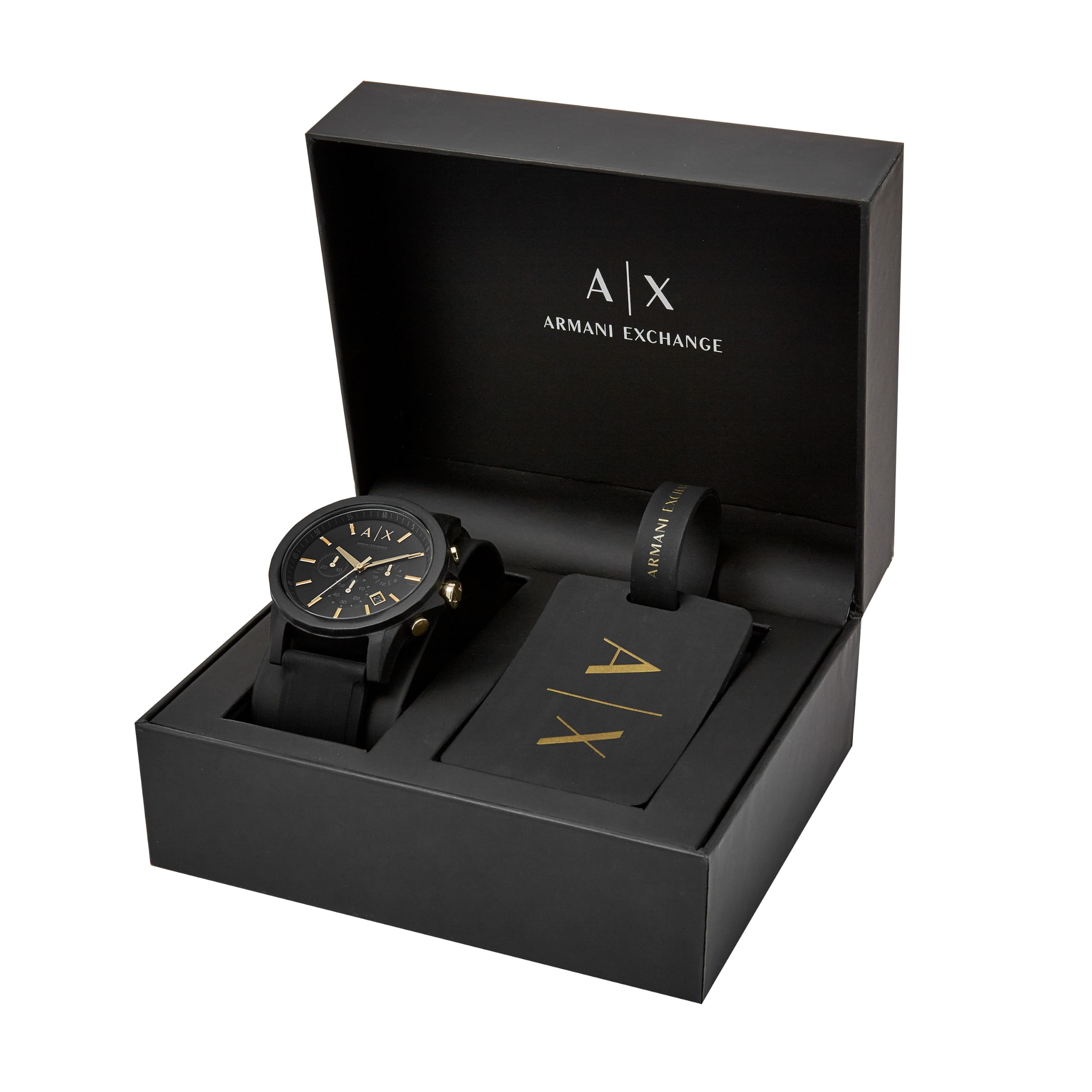 Armani Exchange Watch for Men, Quarz-Chronographenwerk und 45mm Gehäusegröße mit Silikonarmband