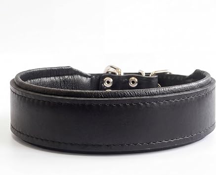 Bestia "Classic Padded Leather Dog Collar. Hand Made in Europe. Up to 2 inch Width, 100% Leather, 7 Sizes