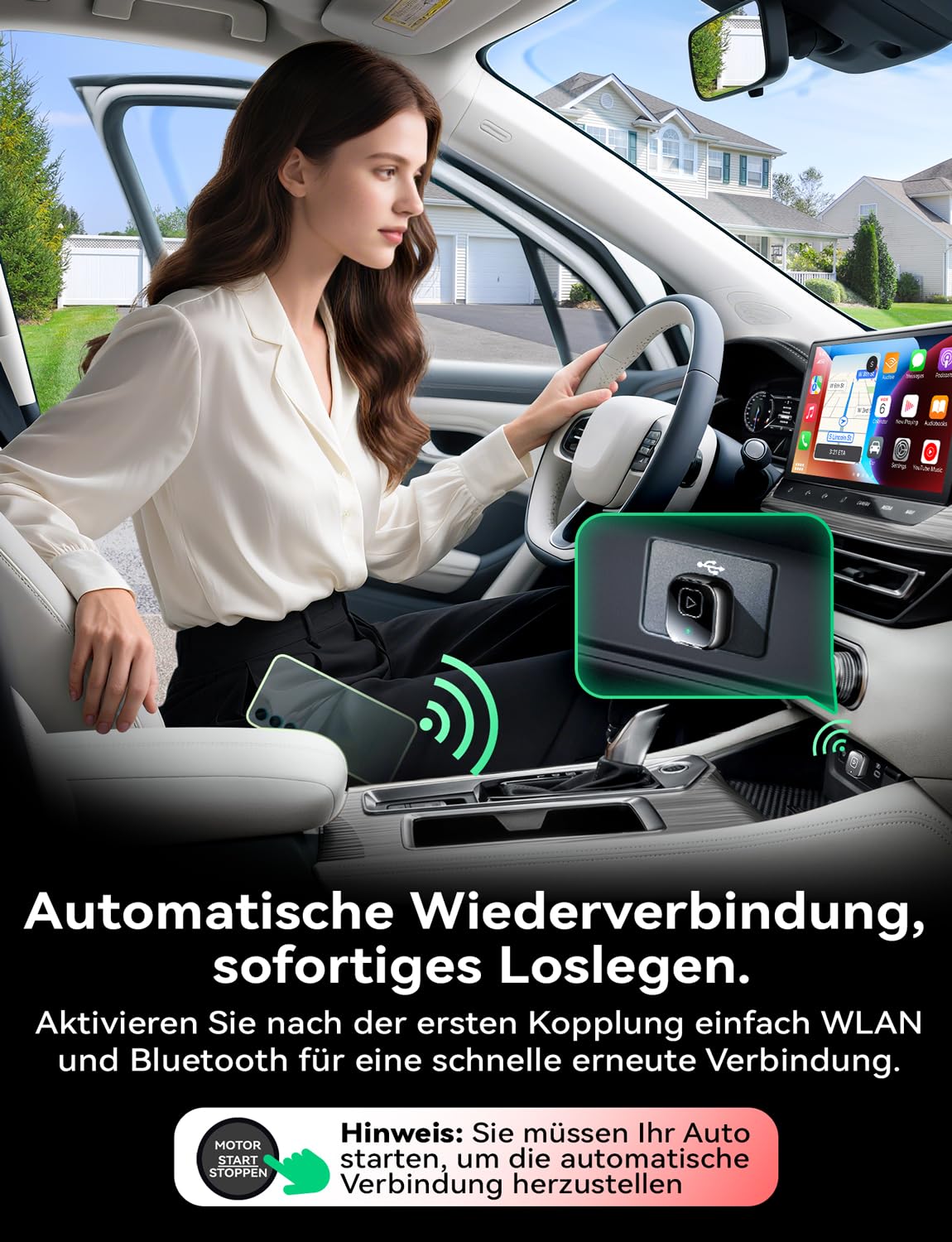 Wireless Carplay & Android Auto Adapter, Mavlou Metalldesign Mini & Stabiler 2-in-1-Dongle, Convert Wired CarPlay/Android Auto zu Wireless, für iOS 10+/Android 11+ & Autos ab 2016