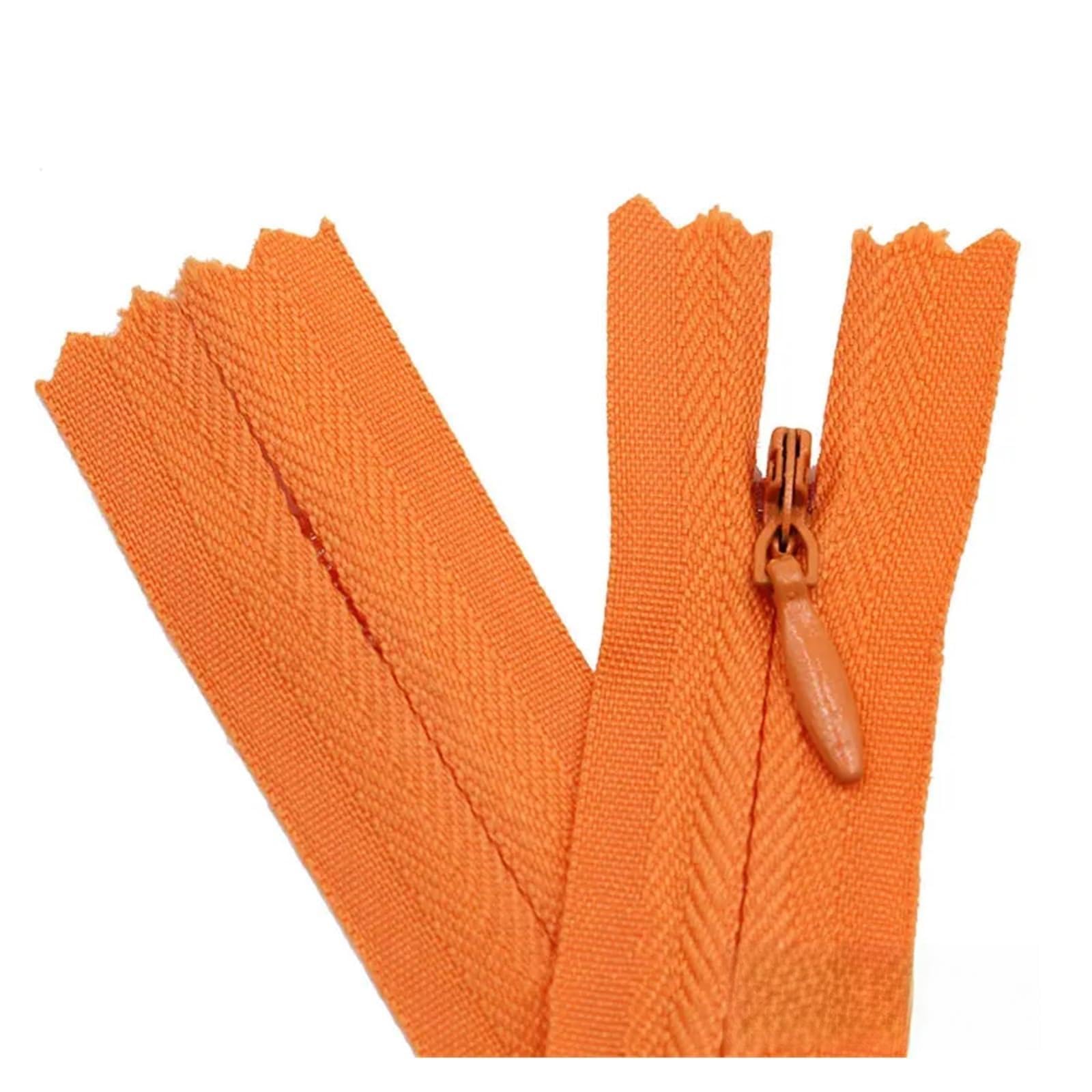Zippers Sewing, Invisible Nylon Coil Zippers Pack of 20 Multicolor 28-60cm(Orange,28CM)