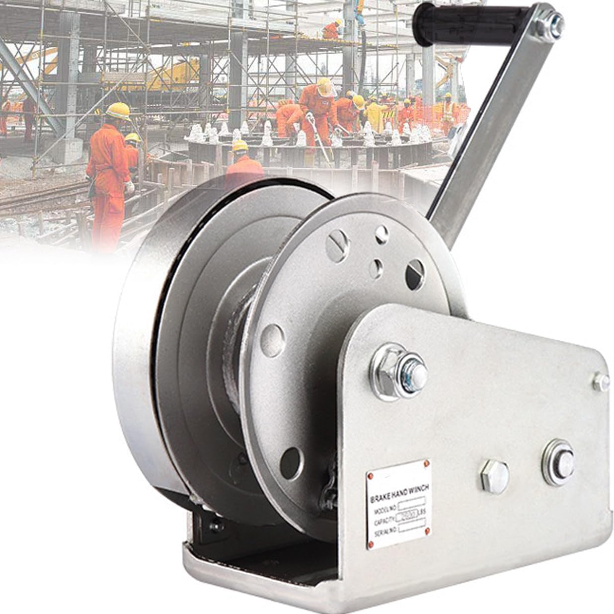 Heavy Duty Hand Winch, Metal Hand Crank Gear Ratchet Winch with Automatic Brake, Boat Trailer Winch Puller for Cargo Handling Lifting and Traction,1200lbs-30m