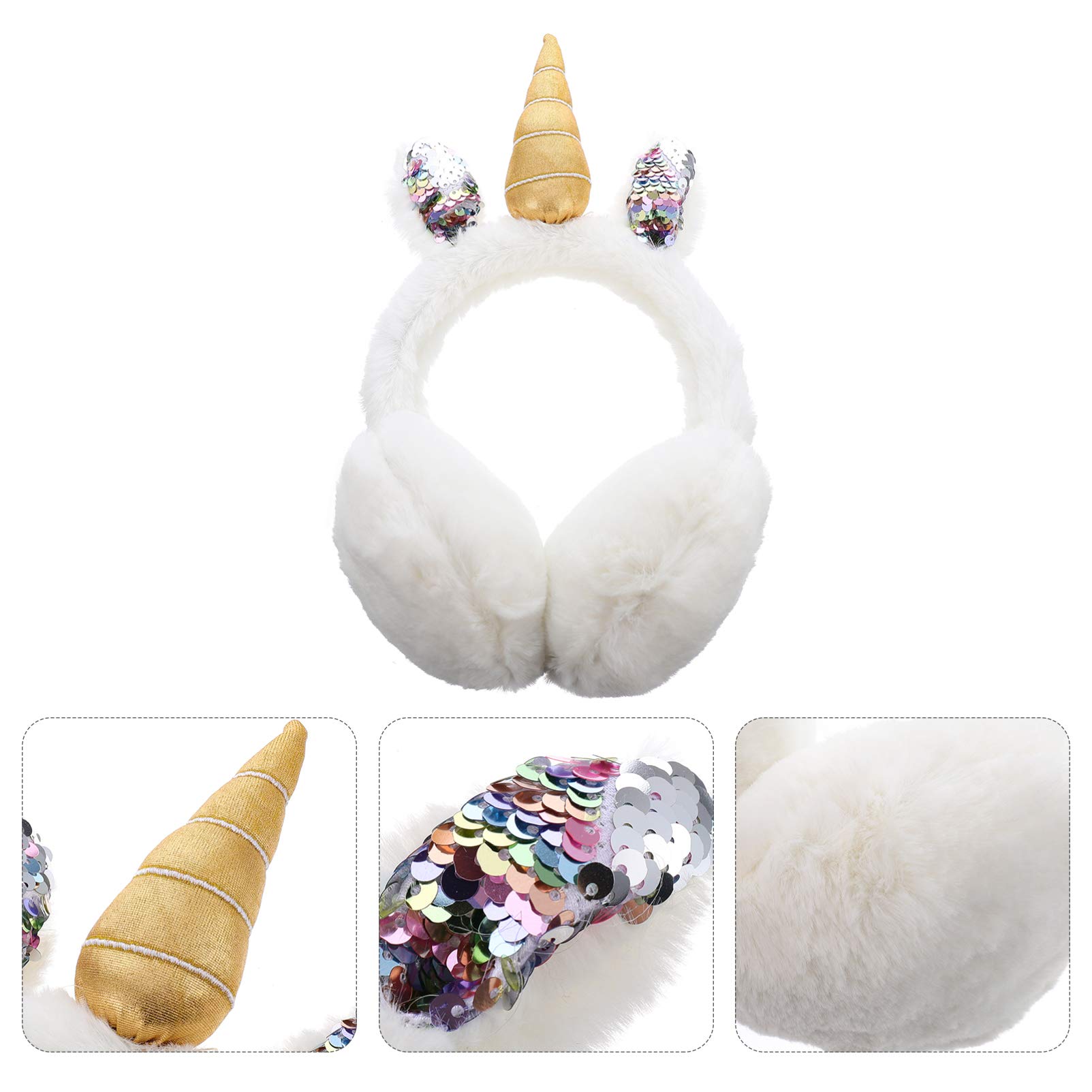 Didiseaon 1Pc Winter Unicorn Plush Ear Muffs for Warm Ear Covers for Boys Soft Skin Friendly Earmuff with Cute Design for Outdoor Use Cold Weather