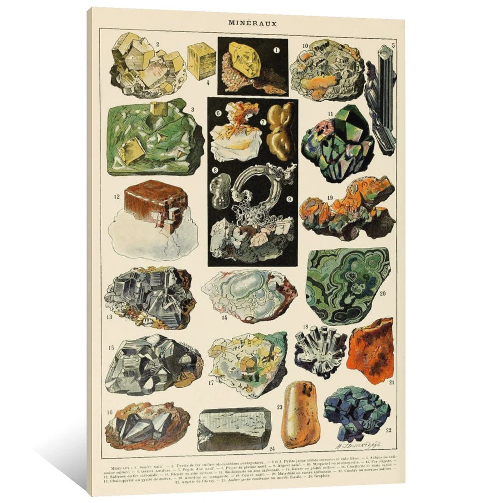 Vintage Geologie Poster – Retro Druck Mit Kristallen & Mineralien, 20,3 X 25,4 Cm, Ungerahmt