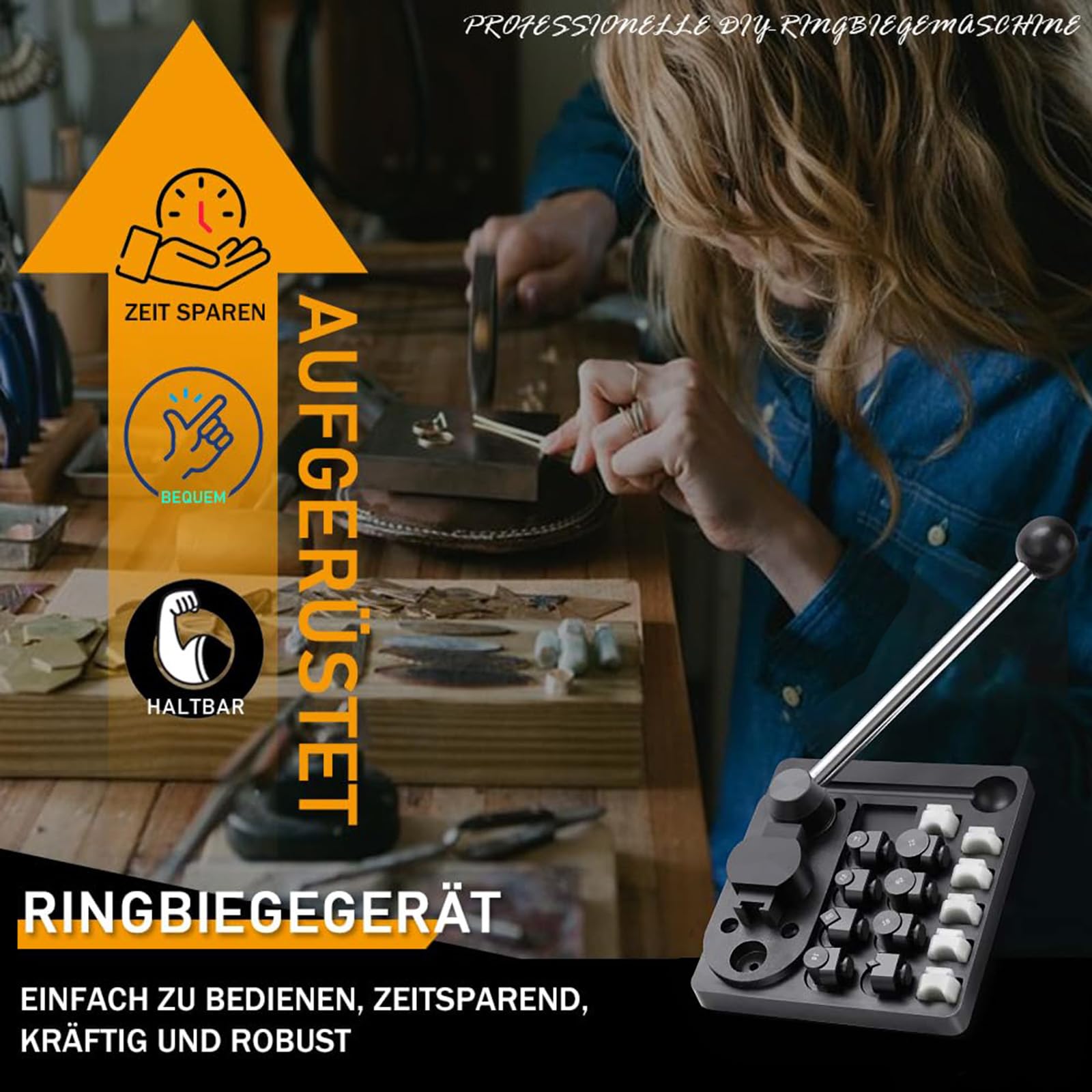 XIIW Outils de Cintrage D'anneaux 31 pièces avec Poignée rallongée de 30 cm | Machine à Plier Les Baguespour avec du nylon meurt 12/14/16/18/20/22mm, Support à bague, outil de mesure pour bagues