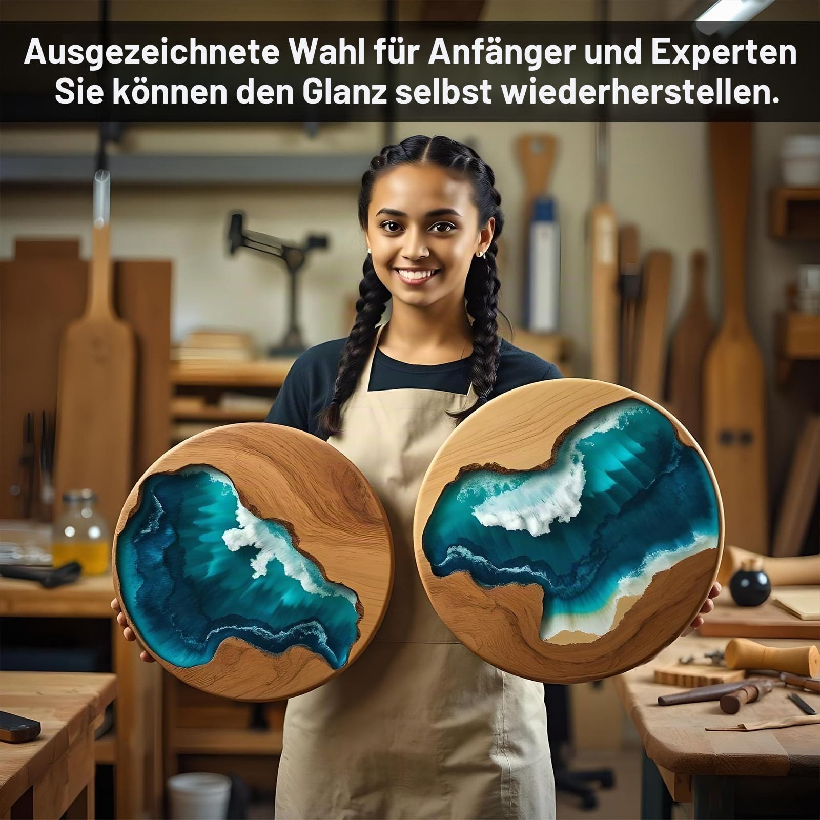 Harz-Polierset, 500+500ml, Profi-Politur und Epoxidreiniger, speziell formuliert für Epoxidharz, entfernt Kratzer und Schrammen, perfekt für Heimwerker, Heimdekoration
