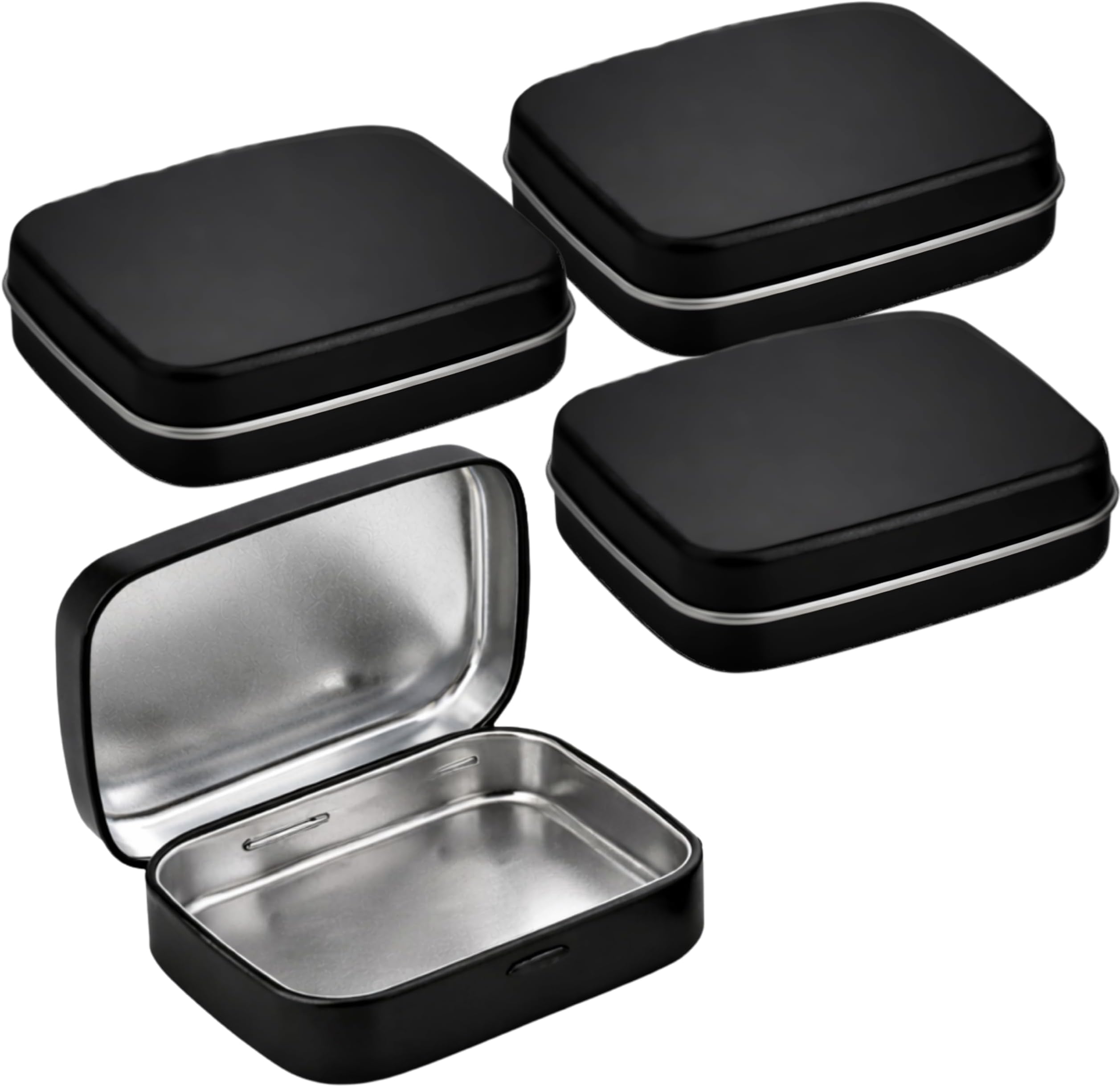 Xtend® Small Metal Tin Boxes with Lids | Black Rectangular Aluminium Mini Storage Containers for Crafts, Pills, Jewelry & Travel Use, 6×4.8×1.5 cm,15 g,Set of 4
