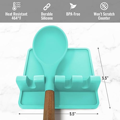 Miniatura 5 de Zulay - Soporte de silicona con bandeja antigoteo para múltiples utensilios de cocina, reposacucharas resistente al calor y sin BPA, para cucharas