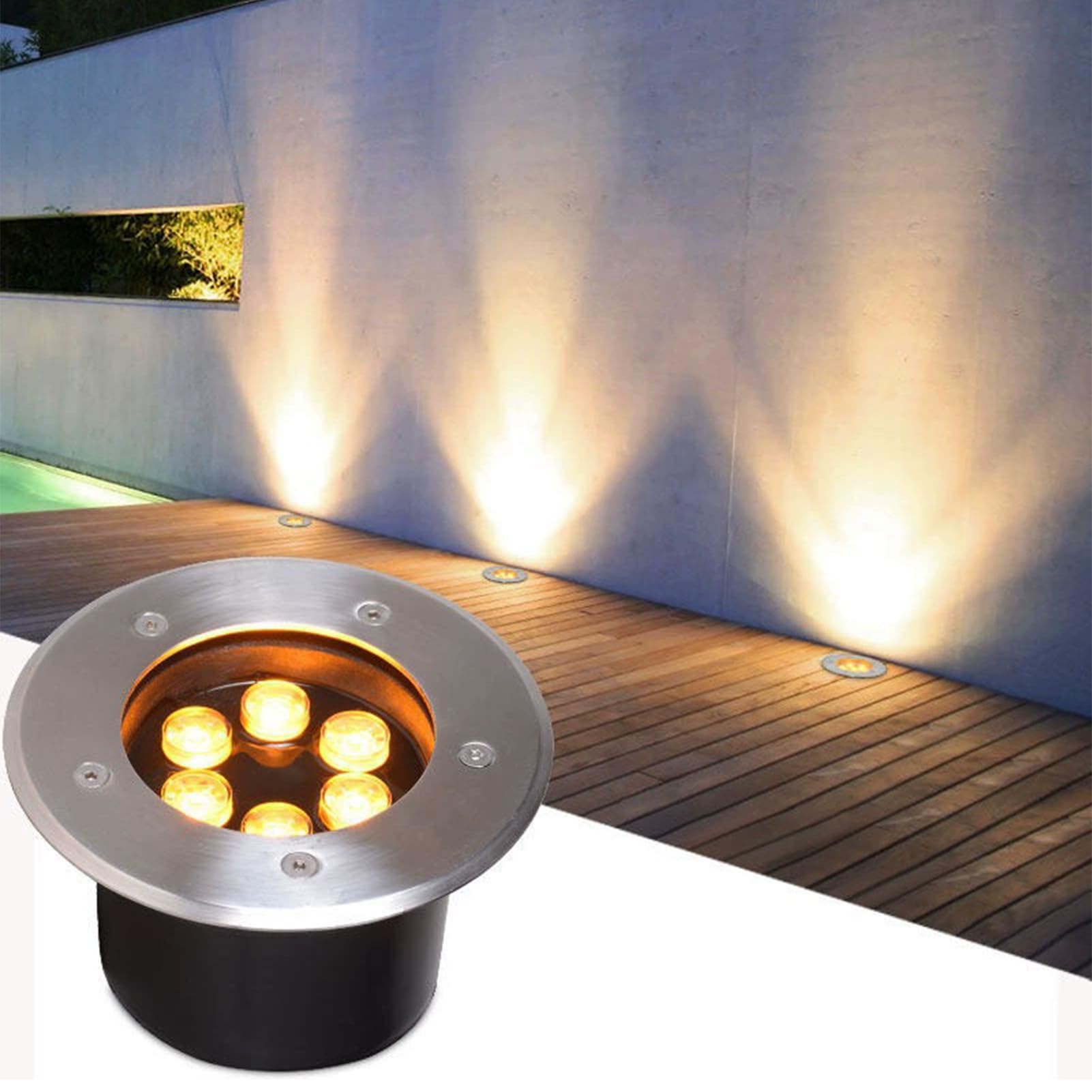 tyfuture LED Landscape Lights Garden Well Lights AC85-265V Recessed In Ground Light IP66 Waterproof Outdoor Buried Lights for Pathway Deck Step Walkway(Red,12W-AC85-265V)