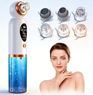 Aspirador de puntos negros, eléctrico para limpieza facial y eliminación de poros, con 6 cabezales y 4 modos de aspiración, depósito de agua visible, tratamiento del acné y cuidado