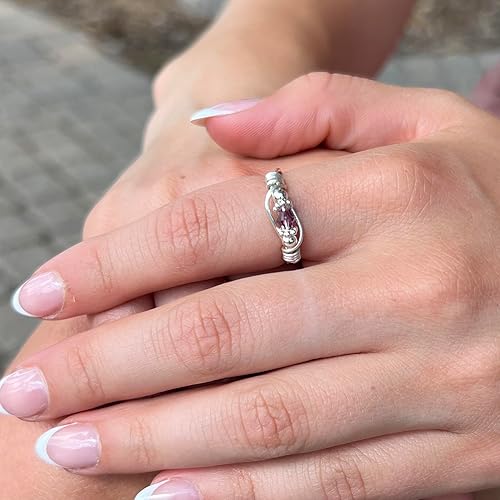 Vista 4 de Anillo de piedra natal Anillo hecho a mano con piedra natal de plata esterlina hecho con cristales