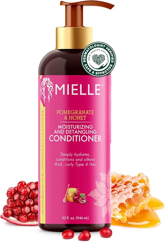 Pomegranate & Honey Detangling Conditioner for Curly Hair - Deep Moisturizing Conditioner to Help Strengthen Strands, Prevents Breakage and Split Ends & Improves Hydration (32 Fl Oz)
