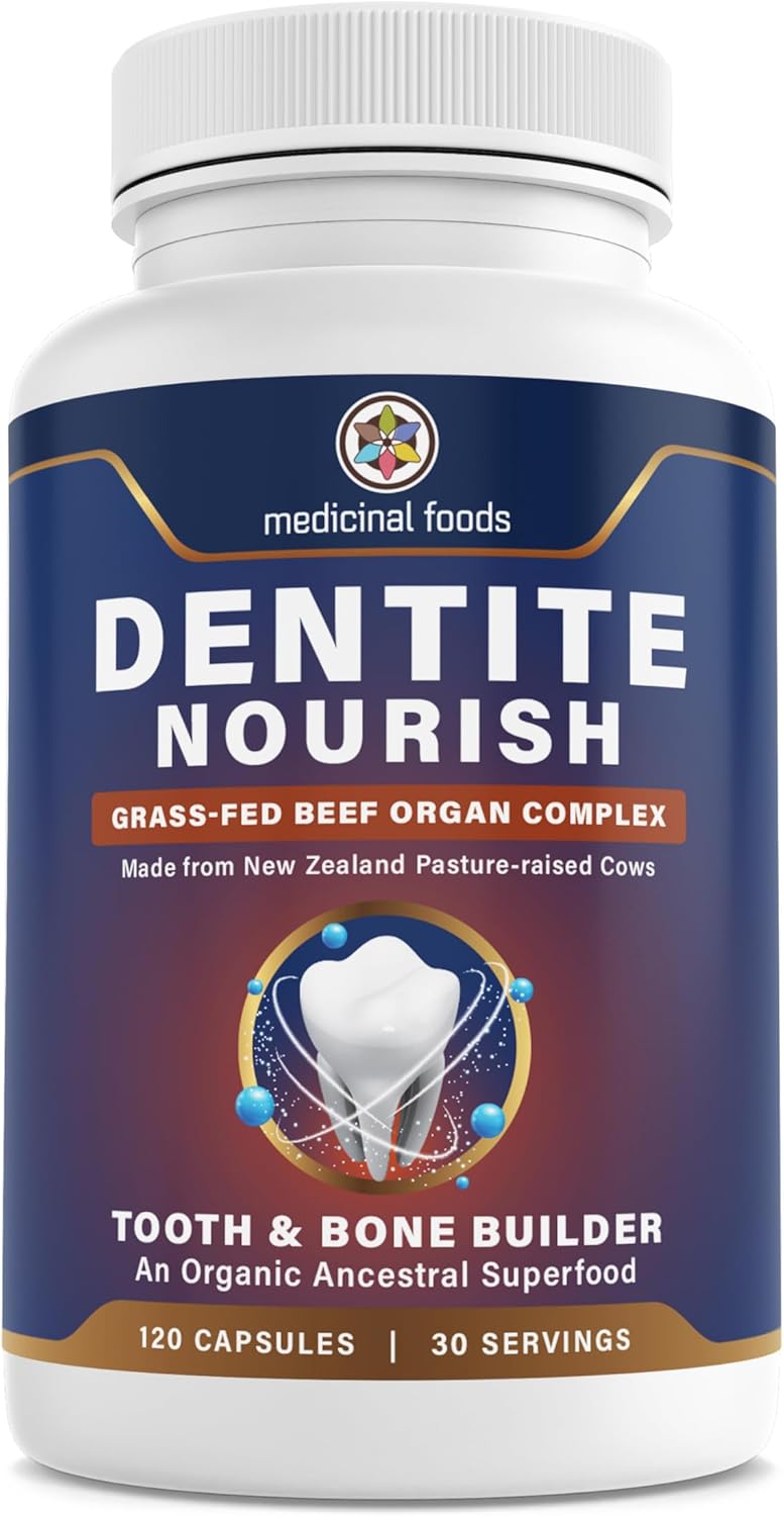 Medicinal Foods Dentite Nourish Tooth & Bone Builder | Ancestral Superfood for Enamel Repair & Bone Strength | Grass-Fed Beef Organ Complex | Build Healthy Teeth & Gums | 120 Capsules