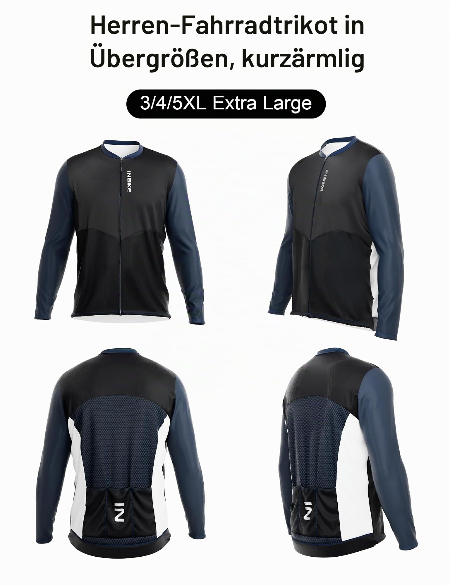 INBIKE Radtrikot Herren 3XL-5XL für Fahrer mit Gewicht 95-125KG Atmungsaktiv Schnelltrockend Weich Trikot Rennrad Fahrrad MTB QY