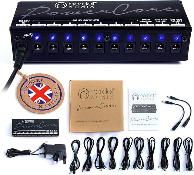 The Original Premium 'Nordell Audio' Isolated 10 Output Power Supply Unit for Guitar Effects/Pedal Boards (9/12/18v)