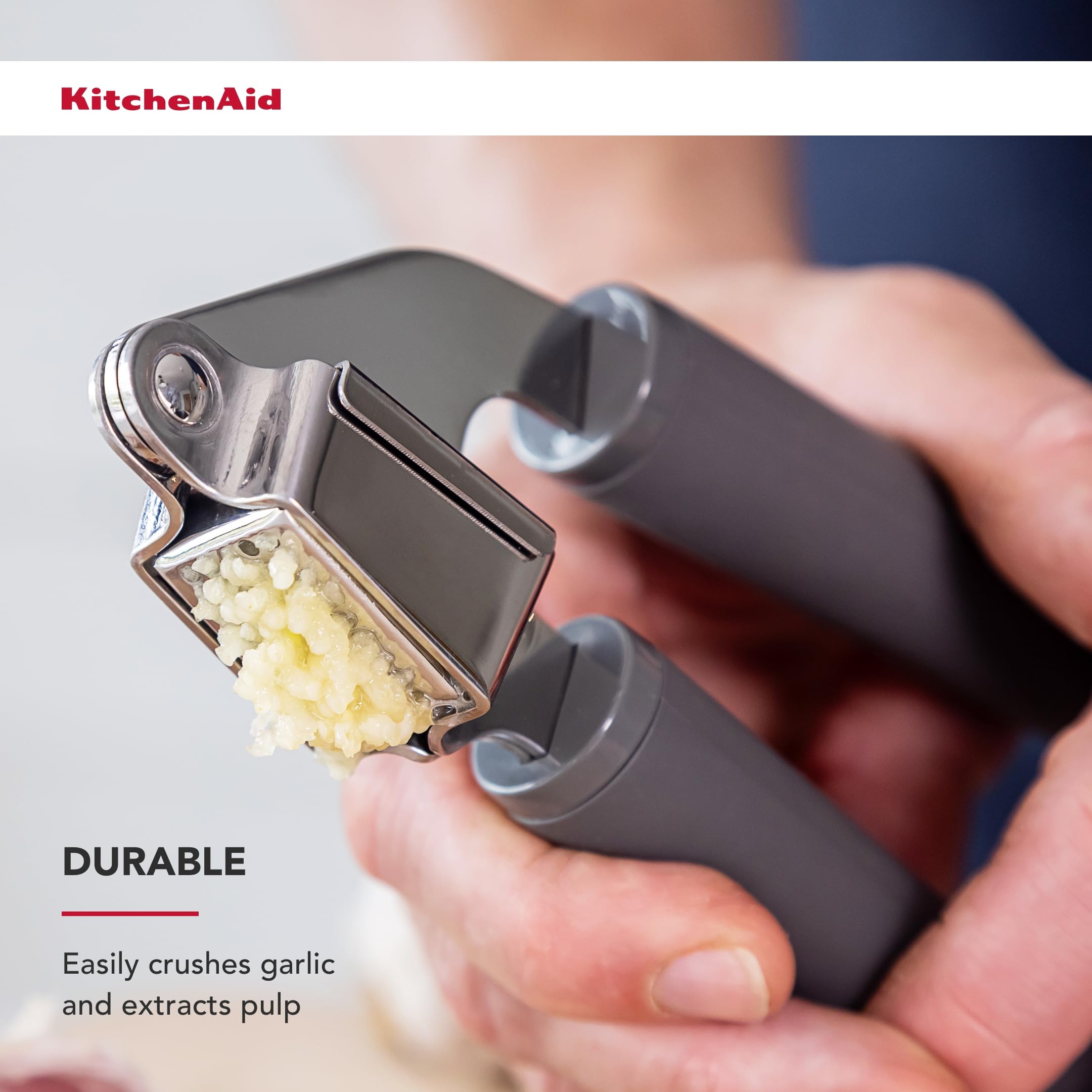 KitchenAid Soft Grip Garlic Press - Charcoal Grey - Image 3