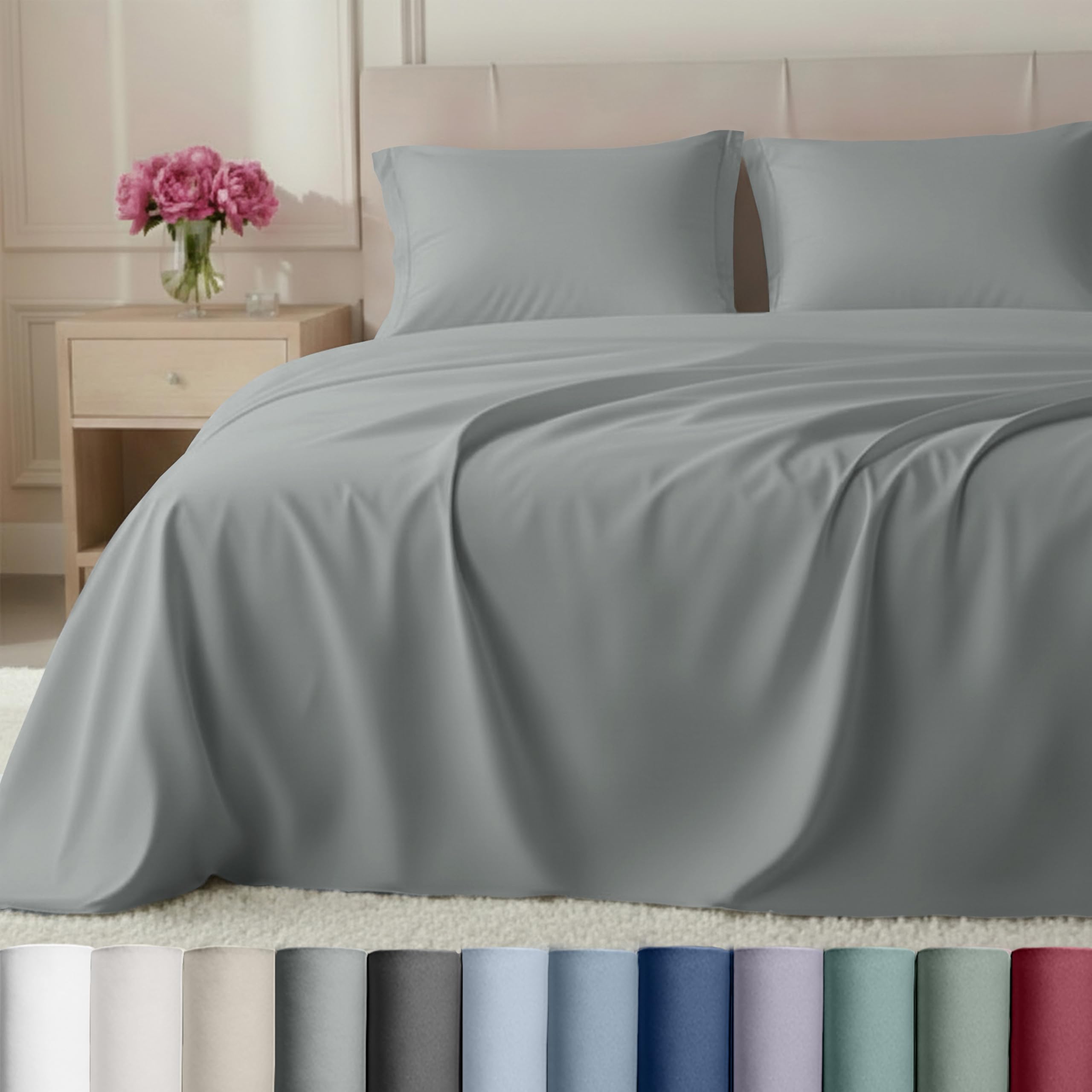 California Design Den Queen Size Bed Sheets Set 100 Cotton Bed Sheets - Buttery Soft 800 Thread Count