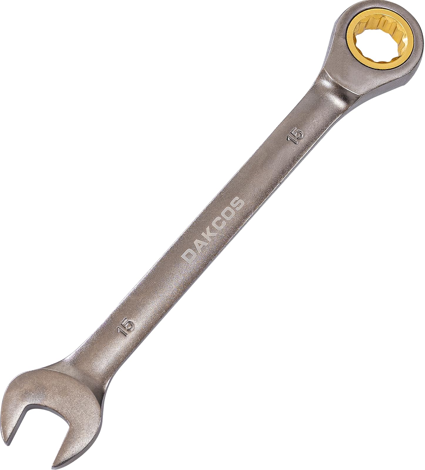 DAKCOS Fixed Head Ratchet Spanner 15mm Ratcheting Combination Wrench CR-V