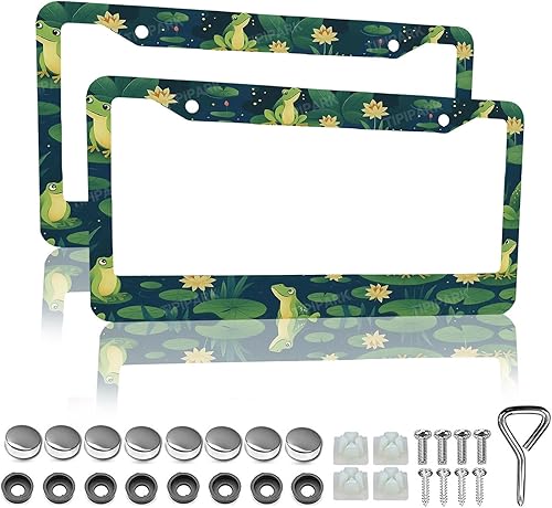 Miniatura 16 de Marcos de matrícula retro de rayas - 2 paquetes de soporte de matrícula divertidos y personalizados de acero inoxidable para piezas decorativas de