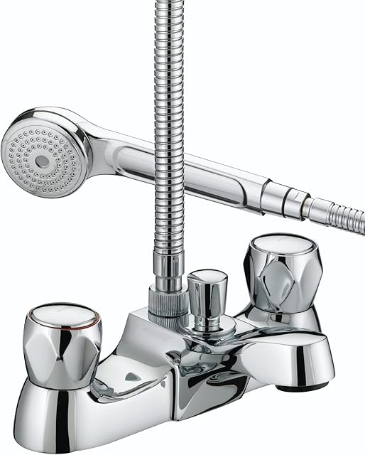 Bristan VAC LBSM C MT Club Luxury Bath Shower Mixer with Metal Heads - Chrome Plated