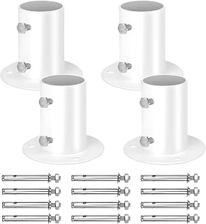 4-Pack Pool Deck Flanges, COITEK 304 Stainless Steel Flange Anchors Ladder Brackets for 1.5" Above Ground Pool Ladders and Handrails, Includes Screws Bolts for Easy Installation (White)
