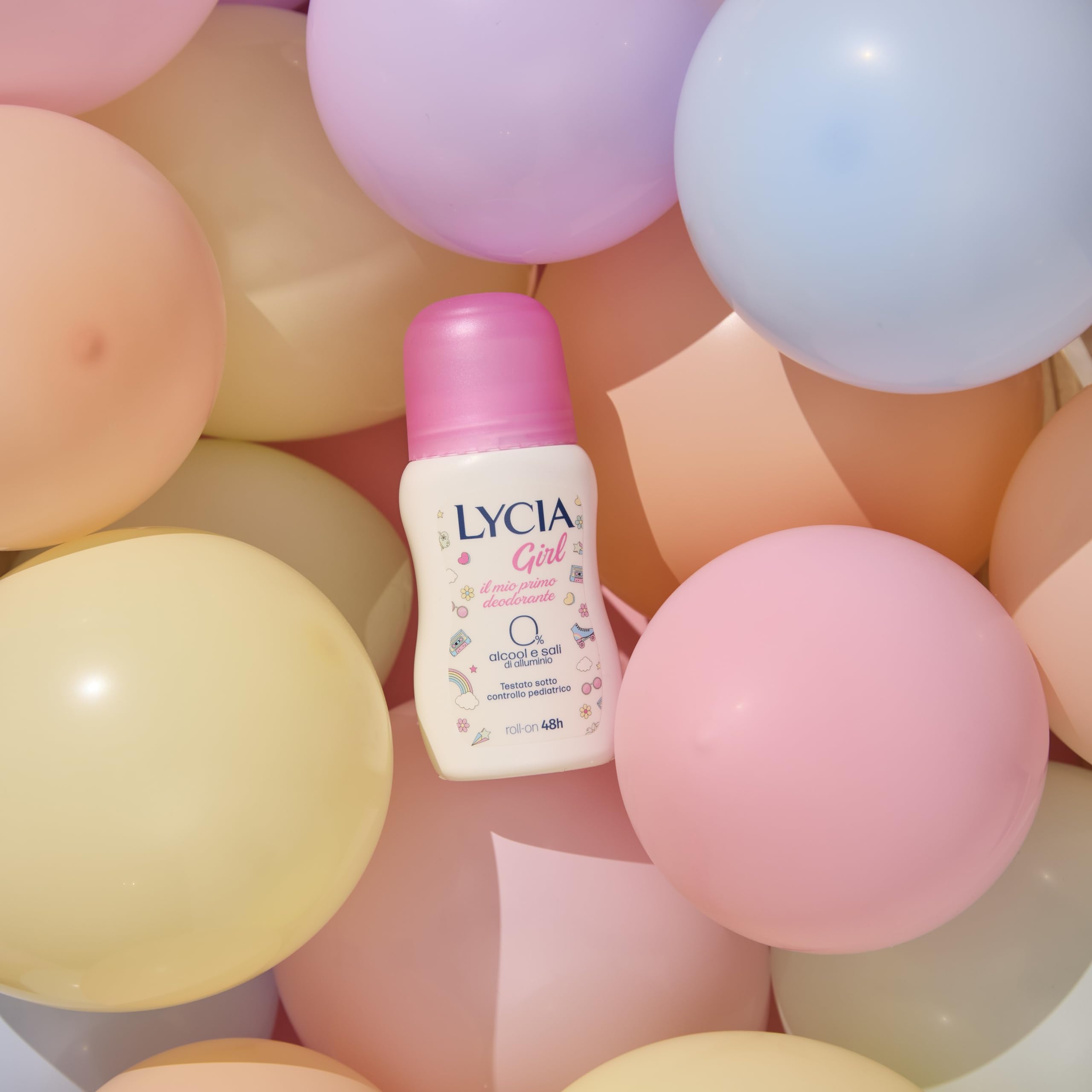 Lycia Deodorante Roll on Girl, Deodorante per Bambine e Ragazze, Dermatologicamente testato sotto controllo Pediatrico 48H, 50 ml (1.6 Fl Oz) 1 unit - Made in Italy [italian import]