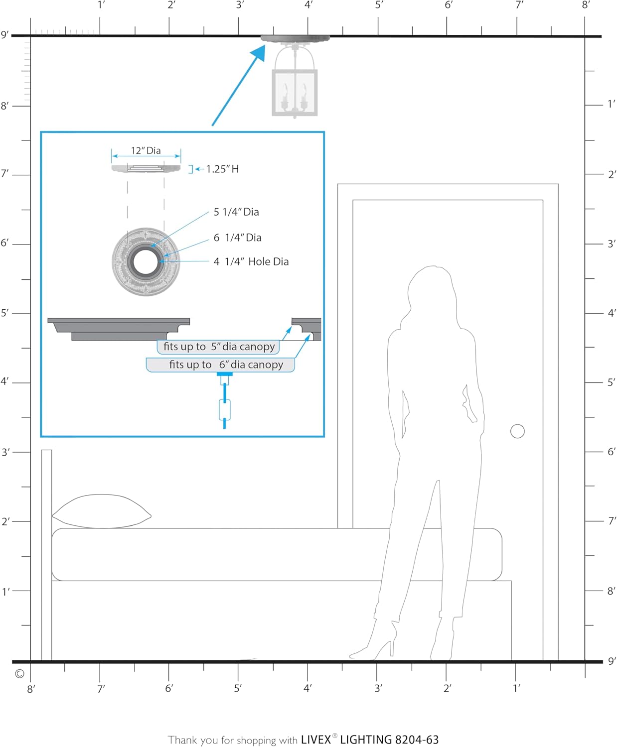 Livex Lighting 8204-63 Ceiling Medallion in Verona Bronze with Aged Gold Leaf Accents 12D x 1.25