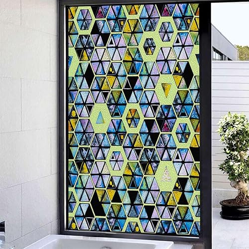 Miniatura 3 de Adhesivos para cortina, autoestáticos, geométricos, de vidrio, para puerta, sin estática, pegados para ventanas, imagen de color arcoíris con